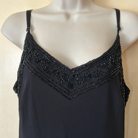J Kara beaded 1920’s art deco  black chiffon dress size 12 - Picture 2 of 10